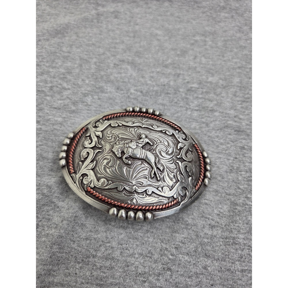 Cody James Bronc Rodeo Cowboy Silver Bronze Belt Buckle
